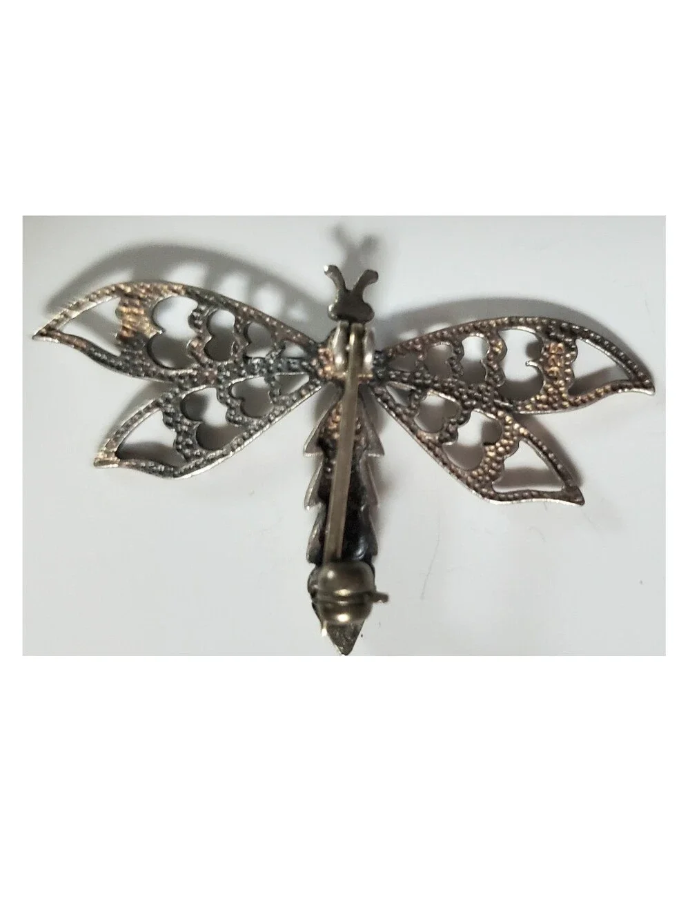 Dragonfly Fly Insect Brooch 925 Stetlimg Silver VTG Shube